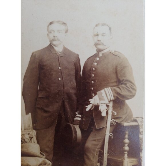 Antique CDV twin brothers, 1893 german photo Osw. Schmidt in Pirna, vintage - Picture 2 of 5
